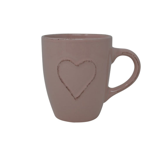 Island Elixir Tea Company Heart Mug in Blush pink — 330 ml stoneware mug with embossed heart detail. Available in Langford BC, Greater Victoria, Vancouver Island, British Columbia, Canada