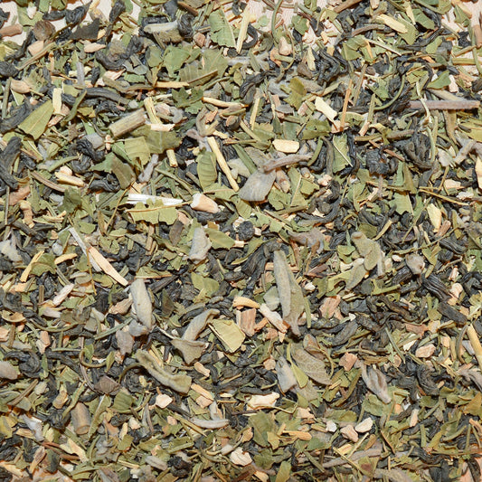ClaritTea dried loose leaf green tea blend close up