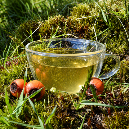 Ginger Lemon Lift Herbal Tea Steeped Green tea*, rose hip*, eucalyptus*, lemon*, ginger*.