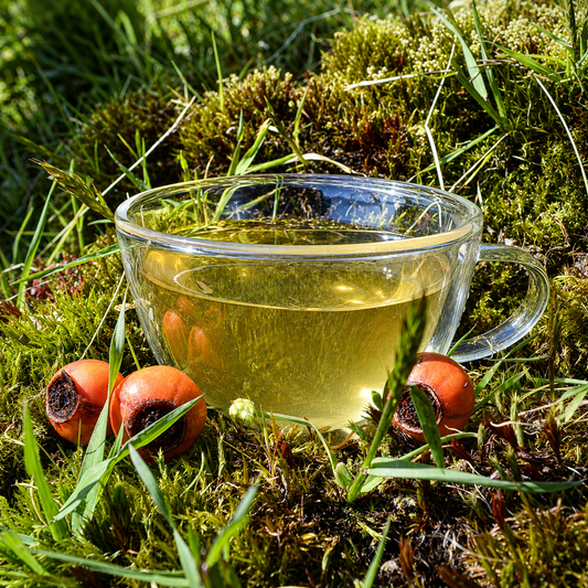 Ginger Lemon Lift Herbal Tea Steeped Green tea*, rose hip*, eucalyptus*, lemon*, ginger*.