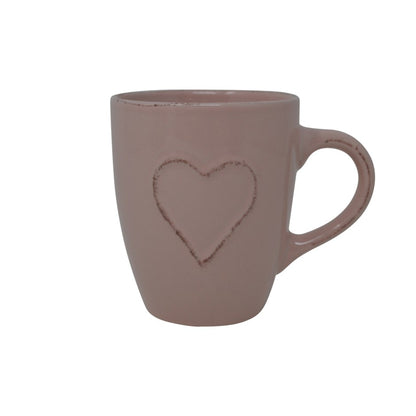 Island Elixir Tea Company Heart Mug in Blush pink — 330 ml stoneware mug with embossed heart detail. Available in Langford BC, Greater Victoria, Vancouver Island, British Columbia, Canada