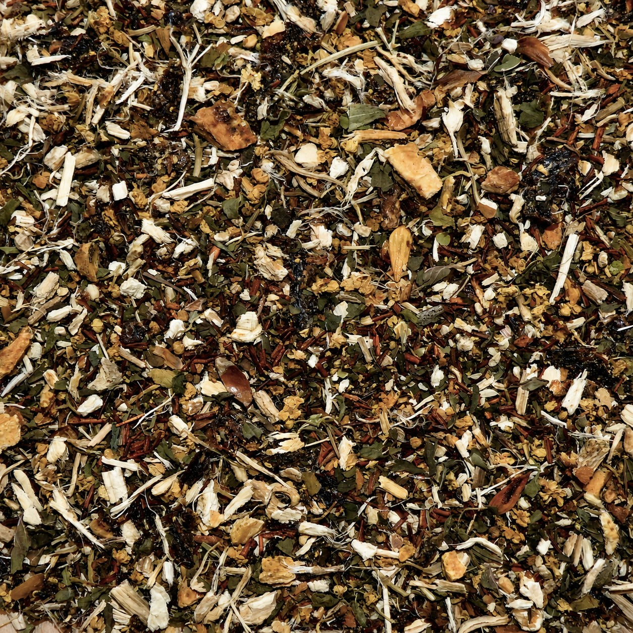 Rooibos Soother Loose Leaf Herbal Tea Marshmallow root, lemon, rooibos, elderflower, peppermint.