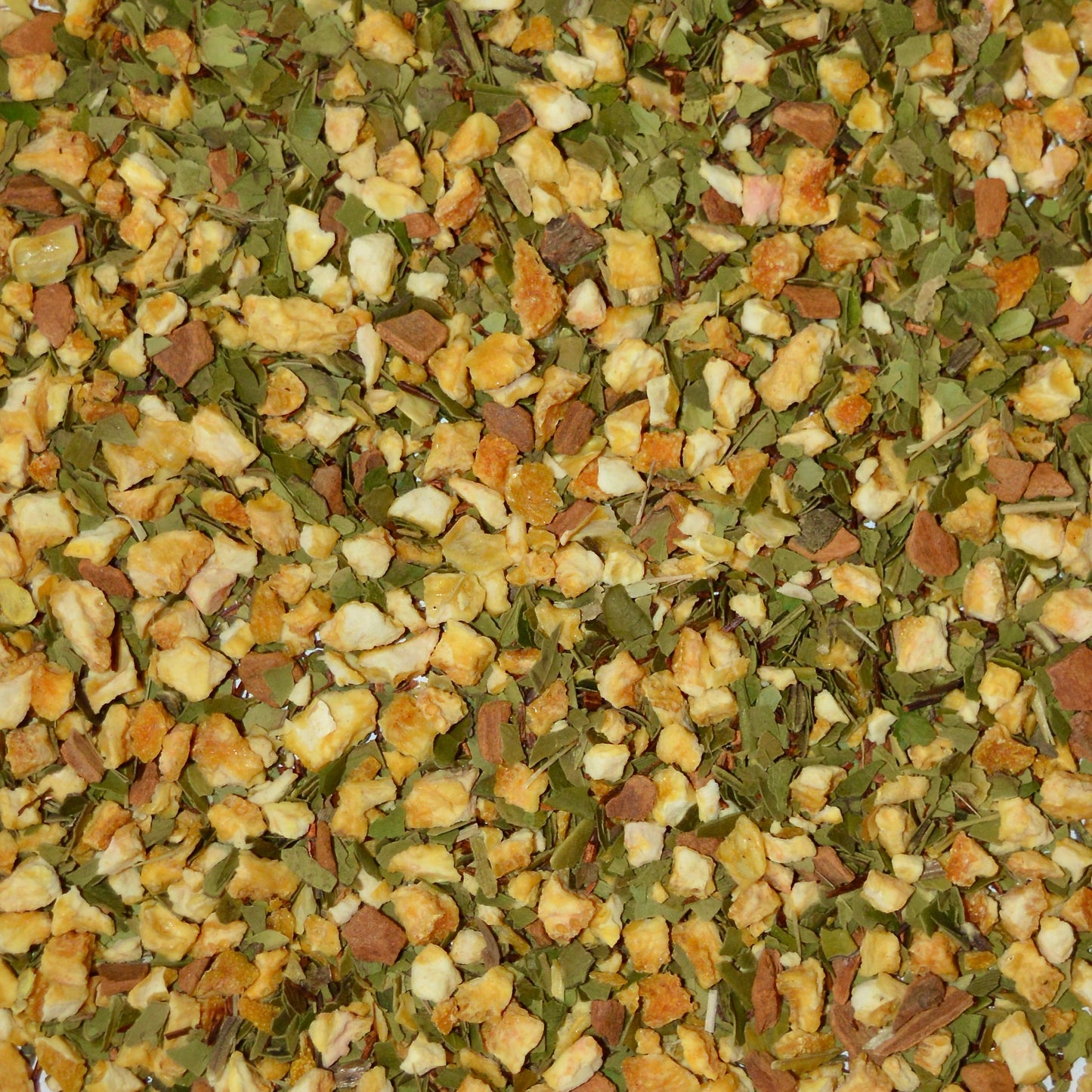 Vital Loose Leaf Herbal Tea orange pieces*, Yerba Maté*, Cinnamon (true)*, Rooibos*.