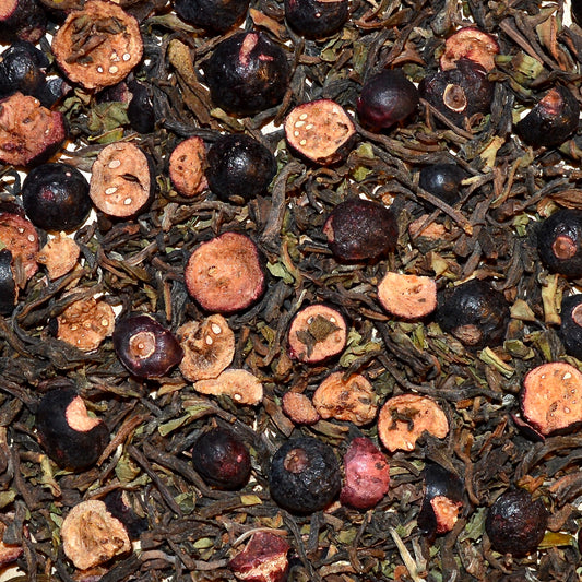 currently coastal currant herbal tea dried tea leaves close up
