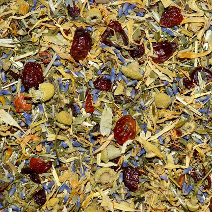 nightcap dried and close up, night night tea, night time, loose leaf